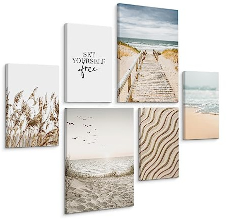 Muralo Wandbilder 6er-Set, Natur, Aufhängefertig - 4x 20x30 + 2x 30x40 cm | Leinwandbild, Modernes Design, UV-beständig - ideal für Wohnzimmer und Schlafzimmer, Ein echter Hingucker in jedem Zuhause