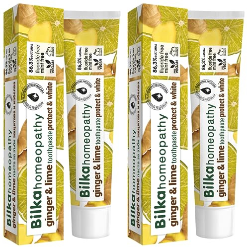Bilka Homeopathy Zahncreme Ingwer & Limette, 2x75ml | Natürliche Zahnpasta, Schutz für die Mundhöhle, Fluoridfrei, Mentholfrei, Zuckerfrei