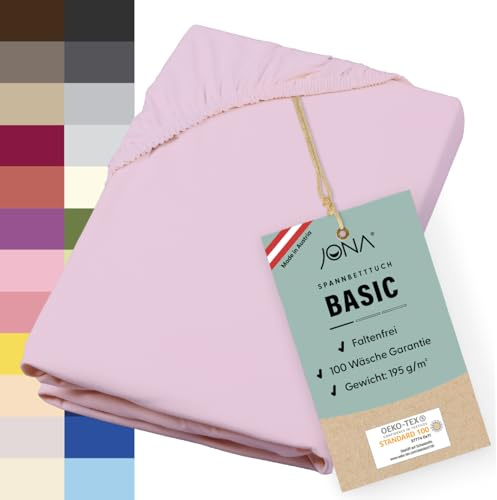 JONA SLEEP® Basic Spannbettlaken 140-160 x 200-220 cm - 190 g/m² faltenfreies Baumwoll-Jersey Leintuch, Made in Austria, Öko-Tex 100 Standard (Rosenholz)