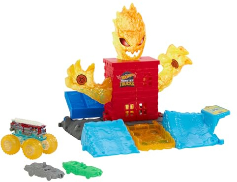Hot Wheels Monster Trucks Arena Smashers Halbfinale-Spielset, verbindbares Spielset mit 1 Hot Wheels Monster Truck und 2 kaputtgehenden Autos, HTP39
