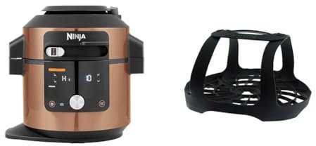 Ninja Foodi MAX Multi Cooker with SmartLid, 14 Cooking Functions in 1, 7.5L 14in1 Pressure Cooker, Copper/Black OL650UKCP & Silicone Roasting Sling [4381J300EUUK] Official Accessory