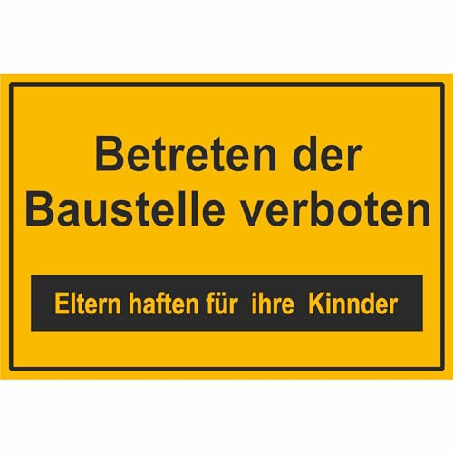Indigos UG - Schild Betreten der Baustelle verboten Hinweischild Baustellenkennzeichen33x25 cm - Warnung - Sicherheit - Hotel, Firma, Haus - Aluverbundplatte 3mm - Hinweisschild - Warnschild