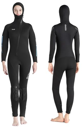 LEIDIMUS 5Mm Neoprenanzug Für Damen Und Herren, Mit Frontreißverschluss, Kapuze, Ideal Zum Freitauchen, Schnorcheln, Surfen, Kanufahren Und Tauchen