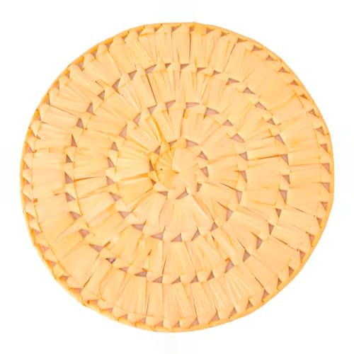 EME Pack Bajoplatos Palma Natural con Diametro 32,5 cm, Color Natural de Estilo rústico Fabricado con Fibras Naturales 100% Salvamantel de Fibras Naturales Incluye 6 uds