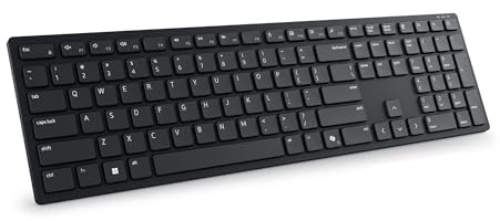 Teclado Inalámbrico Dell 1556, Español (QWERTY), 2.4GHz con Receptor USB | Teclas Programables, Teclado Numérico, Ajuste de Altura, Negro, Autonomía de hasta 36 meses, Cifrado AES-128