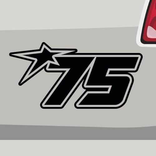 Stickerfreaks Startnummer 75 Aufkleber Race Sticker Star Number Stern Auto Bike Decal Vinyl Aufkleber Größe: 14x7cm (M) | Farbe: 34-orange | Race Sticker Kleber Deko Tuning Startnummer