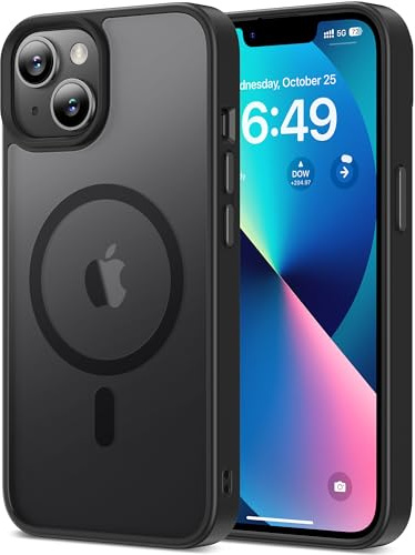 HOOMIL Magnetische Hülle für iPhone 13, Kompatibel mit MagSafe, Militärschutz, Stoßfest Kratzfeste Transluzente Matt Rückseite Schutzhülle - Schwarz