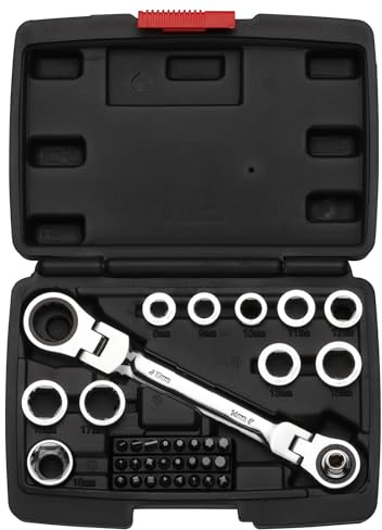 Mayouko 36PCS Flex Head Ratcheting Wrench Set, 72 Tooth Double Box End Wrench 8mm -19mm, 12-in-1 Wrench Set & 24-in-1 Screwdriver Set