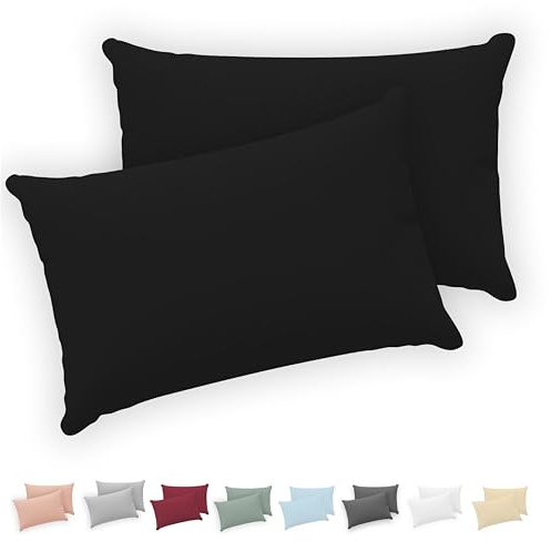 Twinzen - Kissenbezug 30x50cm - 2er Set - 100% Baumwolle - Schwarz | Oeko-Tex zertifiziert · mit Reißverschluss · Kopfkissenbezug & Kissenhülle · Jersey · 150 g/m² · Weich · Waschbar