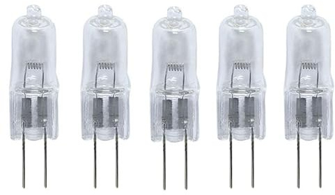 UGEFKMQ Halogen Leuchtmittel G4 24V 10W 20W 35W 50W Transparente Kapsel Glühbirne 2-polige Für Dunstabzugshaube, Schränke, Tischlampen,10W,5PC