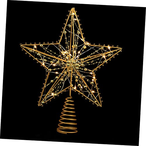 OKUMEYR Pentagramm-Baumwipfelstern Weihnachtsdekor für den Weihnachtsbaum Baumwipfel-Stern- Sterndekor Weihnachts Party Weihnachten Party Christbaumschmuck Spitzenstern Eisen Golden