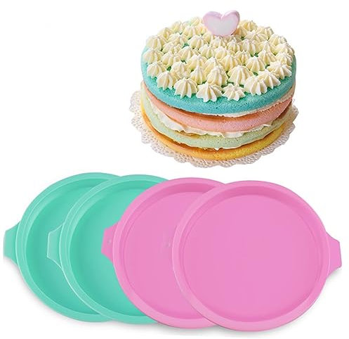 Garneck 4 Pezzi 6 teglia per torte stampo per torta flessibile stampo per torta termoresistente stampo per torta tonda Stampo da forno tortiera in silicone Green