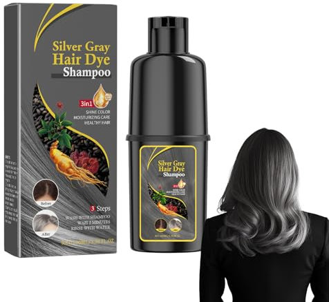 Champú Tintorio Gris Plateado para Cabello, Hair Dye Shampoo, Tratamiento Hidratante, Fórmula Suave con Pigmentos Naturales, Ideal para Canas y Cabello Grisáceo, Aplicación Fácil en Casa