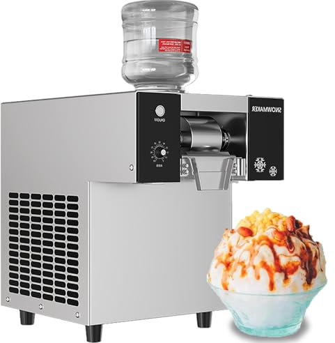 RoyceBee Macchina per Ghiaccio a Fiocchi di Neve Commerciale da 176 Libbre/24 Ore, Macchina con velocità Regolabile, Macchina per Ghiaccio Tritato Coreano, per Ristorante, Supermercato,275 lbs/Day