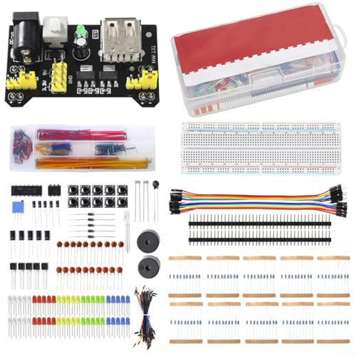 Alanmoship Electronic Fun Kit,With 830-hole Breadboard, Potentiometers,For jumper Wires,And LEDs Is Fully Compatible With R3
