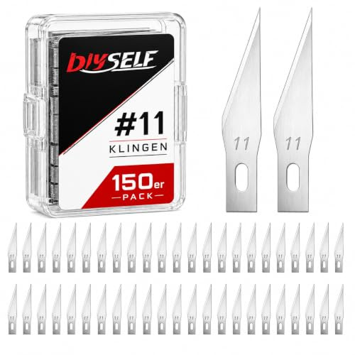 DIYSELF 150 Stück Skalpell Klingen #11, SK5 Spitzklingen für Bastelmesser | Skalpellklingen aus SK5-Stahl für Präzisionsmesser und Skalpell Messer; feine Spitze für Papier, Folie und Schablonen