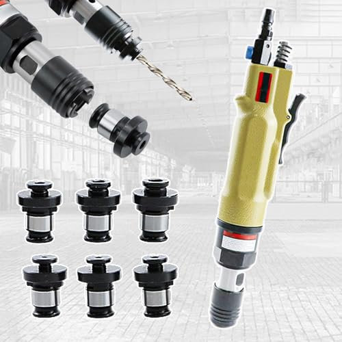 FDSDRGI Maschiatrice pneumatica (M3-M12), maschiatrice pneumatica 2 in 1 (Foratura/maschiatura), Regolazione della velocità da 700 a 2000 Giri/min, Testa autobloccante + anticaduta,Yellow