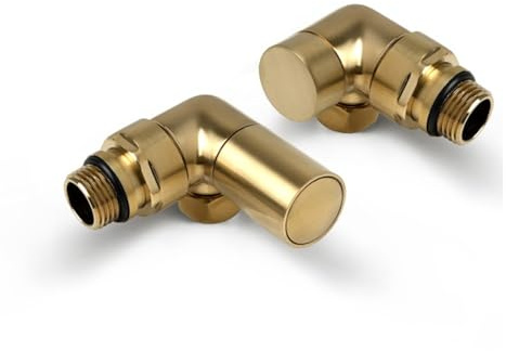 Go Bathrooms Corner Radiator Valves 15mm Gold Pair