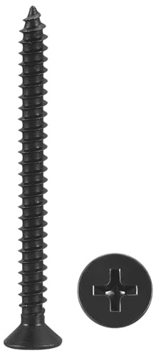 METALLIXITY 100Pcs #7x2 Countersunk Phillips Wood Screws Carbon Steel | Coarse Thread Drive Flat Head Phillips Wood Screws for Furniture Installation Repair,Black