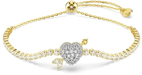 Swarovski Idyllia bracelet, Mixed cuts, Heart with arrow, White, Gold-tSwarovski One plated