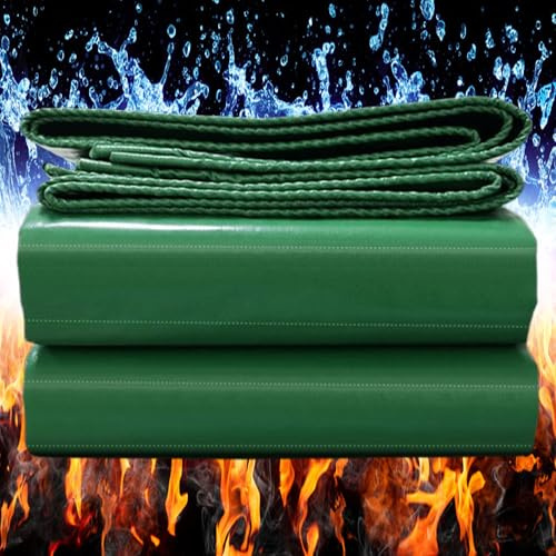 Telone Impermeabile per Esterno 520g/m² 1.5x6m Telo Occhiellato Rinforzato in pvc Copertura per Piscina Auto, Mobili da Giardino, Antipioggia e Antivento verde