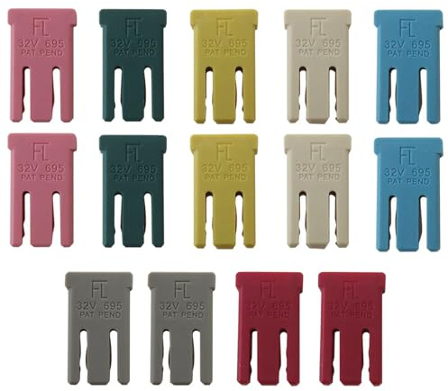 14 Pcs Slotted Automotive M-CASE 15A 20A 25A 30A 40A 50A 60A 32V Mini Shaped Cartridge Fuse Kit