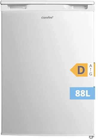 COMFEE' RCU83WH3EU(E) Congélateur vertical indépendant 88 Litres, 3 tiroirs, Congélateur grande capacité, Thermostat réglable, Porte réversible, Blanc