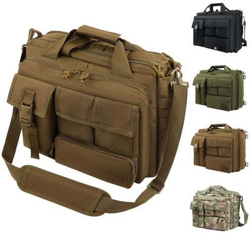 GES 15,6 tum laptopväska, multifunktion utomhus taktisk nylon axel laptop messengerväska, portfölj handväskor för kamera/surfplatta/notebook (brun)