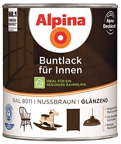 Alpina Buntlack Metalllack 0,75L nussbraun Ral 8011 glänzend Innen