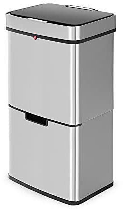 Hailo Öko Vario XL, Mülltrenner, Vollautomatische Deckelöffnung durch Sensortechnik, 50 Liter, 0656-001, Edelstahl, Kunststoff