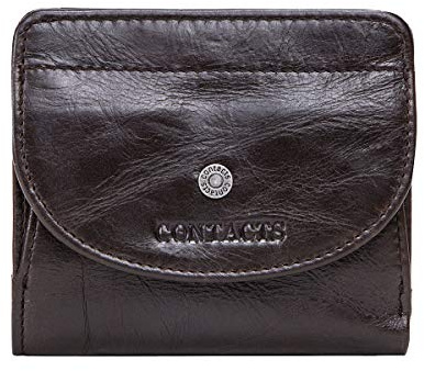 Contacts Monedero de Piel auténtica para Mujer con Ranuras para Tarjetas, Bolsillo Plegable con Cierre a presión