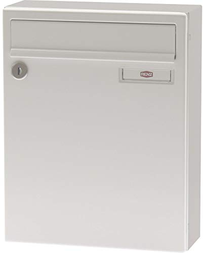 Renz Briefkasten mit Namensschild 260x330x100mm - robuster Aufhängebriefkasten Serie 17, Stahl weiß RAL 9016