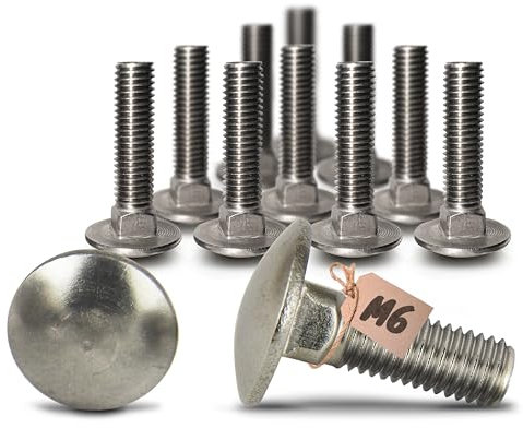 PROTECH 50 Stück Schlossschrauben M6 - DIN 603 - M6x25 - ISO 8677 Vollgewinde Flachrundschrauben aus rostfreiem Edelstahl A2 mit Vierkantansatz
