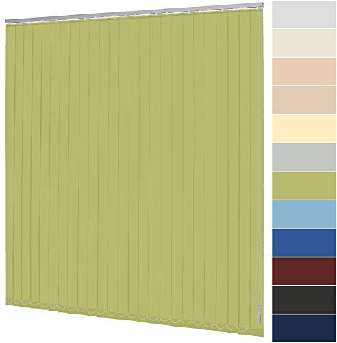 Lamellenvorhang nach Maß Vertikaljalousie 89 mm für Tür und Fenster viele Farben Maßanfertigung Wand- und Deckenmontage Jalousie Lamellen Rollo (Breite 120,1-140 cm x Höhe 220,1-240 cm, Grün)