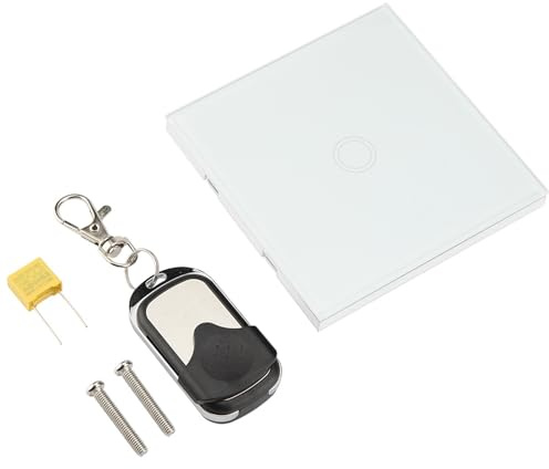 Einpoliger Touch-Lichtschalter, Smart-Touch-Schalter mit drahtloser Fernbedienung, Glasscheibe für das Home Office(Weiß)