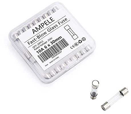 AMPELE (Pack of 20) 10A Fast-Blow Fuse 10Amp 250V Glass Fuses 0.24 x 1.18 inch / 6 x 30 mm(10Amp) (F10AL)