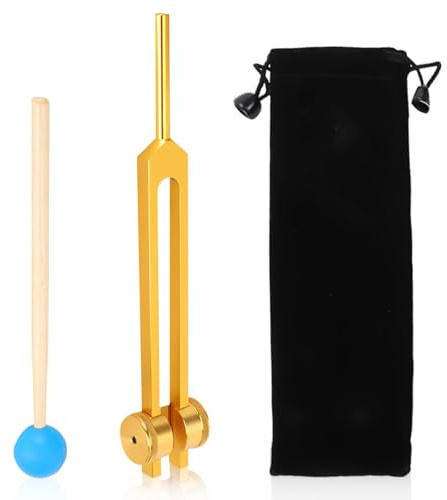 111 Hz Frequenz-Stimmgabel, Stimmgabel aus Aluminiumlegierung, Klang-Heilgabeln mit Reflexhammer für DNA-Reparatur, Heilung, Yoga, Meditation (Gold)