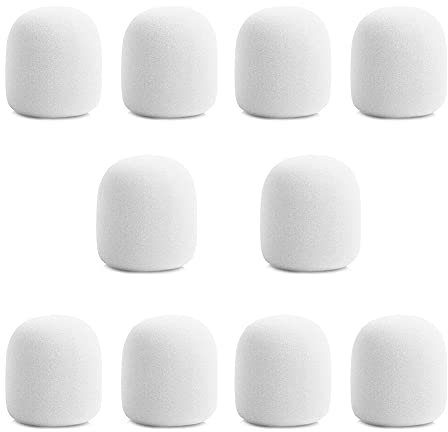 La Cabina 10 Pezzi Copri Microfono in Spugna Filtri Antipop e Antivento per Microfoni Protezione Microfono Copertura per Microfono Universale (Bianco)