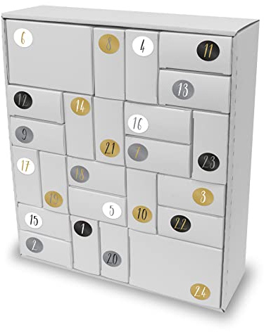 itenga SET Adventskalender zum Füllen Quader Mix (weiß) + Sticker Z52