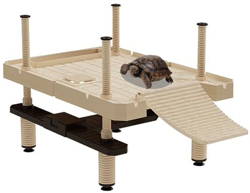 Turtle Sunbathing Platform, Plateforme Tortue Aquatique, Turtle Bank Plateforme de Dock Flottante avec Ventouse, aneth Vert, Coquille Verte(Size:L)