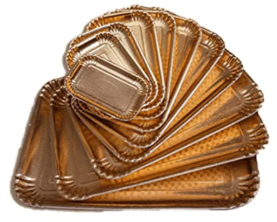 MAQA Vassoi per dolci in cartone pressato varie misure, Vassoio rettangolare per pasticceria, Vassoio oro per alimenti 33.5x46.5 cm