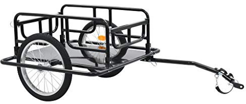 MOONAIRY Fahrradanhänger, Fahrrad Anhänger, Lastenanhänger, Handwagen, Fahrrad-lastenanhänger, Lastenfahrrad, 130x73x48,5 cm Stahl Schwarz