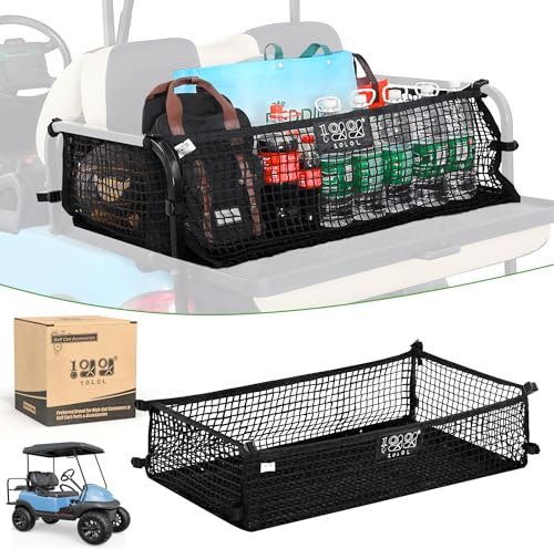 10L0L Golfwagen 4 Beifahrer-Retikulum-Tasche für EZGO Club Auto Yamaha elastisches Netz kleines Frachtnetz Auto Organizer strapazierfähig mit Haken