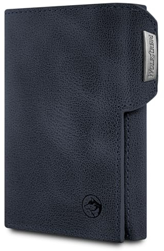 Wolfstrøm Slim Wallet 'Svente' I 11 Karten Mini Geldbörse Herren mit Münzfach, RFID Blocker I Damen und Herren Portemonnaie Klein I Credit Card Holder Geldbeutel – Midnight Blue