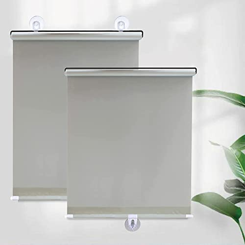 KGUDYS Suction cup roller blinds for windows,retractable blackout window cover curtain,free-perforated roller blinds,thermal insulation shades,home/office,portable roller blinds,Grey-45x125cm/18x49in