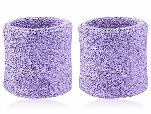 Schweißbänder Handgelenk, Saugfähige Handgelenk Schweißbänder für Damen & Herren, Fitness Arm Schweißband, Sport Schweißband Armband Weiche Baumwolle für Handball Fußball Tennis Lila