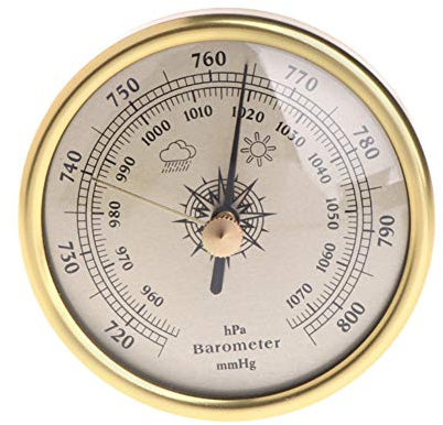 Samnuerly 72 mm Wand-Barometer, 1070 hPa, goldfarben, rundes Zifferblatt, Luftwetterstation
