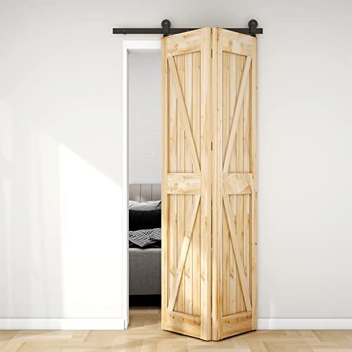 WOLFBIRD Ferrure de porte coulissante bifold de 120 cm pour 2 portes à double volet, système de ferrure unilatéral, kit de porte pliante pour ouverture de porte inférieure à 105 cm, pas de porte