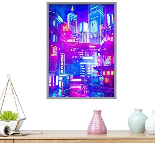 LED Wall Art Painting Cityscape Painting Cityscape Painting Illuminated Picture Wall Art Print for Home Living Room
