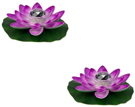 POPETPOP 2 Pièces Lumières De Lotus Flottantes De Lotus Solaire Lumières De Lotus Solaires pour